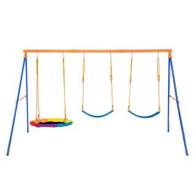 VEVOR Swing Sets for Backyard 1 Saucer 2 Belt Swing Seats A-Frame Metal Stand VEVOR Swing Sets for Backyard 1 Saucer 2 Belt Swing Seats A-Frame Metal Stand