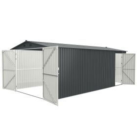 Outdoor Storage Shed 20x10 FT, Metal Garden Shed Backyard Utility Tool House Building with 2 Doors and 4 Vents for Car,Truck,Bike, Garbage Can,To Outdoor Storage Shed 20x10 FT, Metal Garden Shed Backyard Utility Tool House Building with 2 Doors and 4 Vents for Car,Truck,Bike, Garbage Can,To